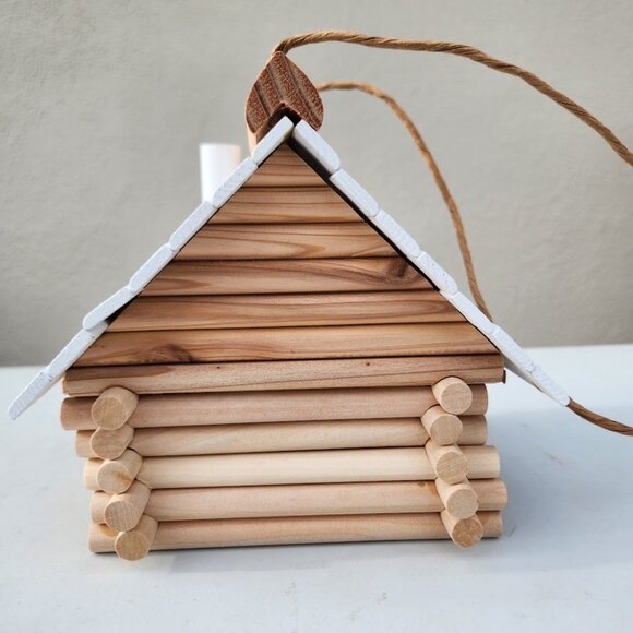 Handmade Lincoln Logs Birdhouse Bird House Garden Decor Insect Hotel 7.7" x 5.9" - Picture 3 of 9